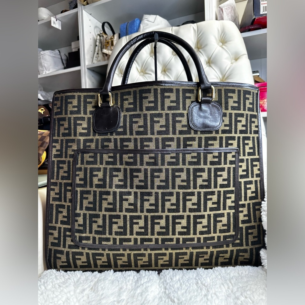 Fendi Black and Brown Monogram Vintage Tote